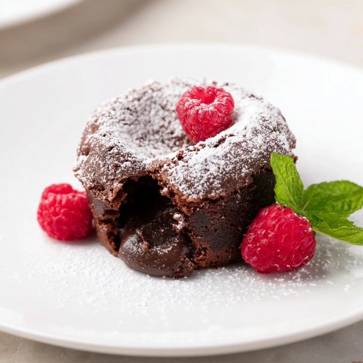 Steaming, gooey mini chocolate lava cakes, perfect for a romantic dessert, served warm.