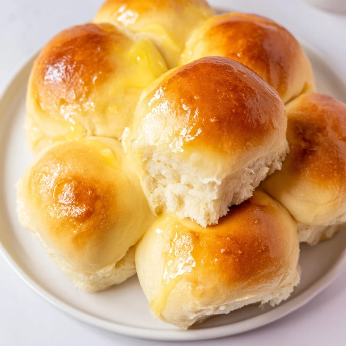 Homemade golden dinner rolls