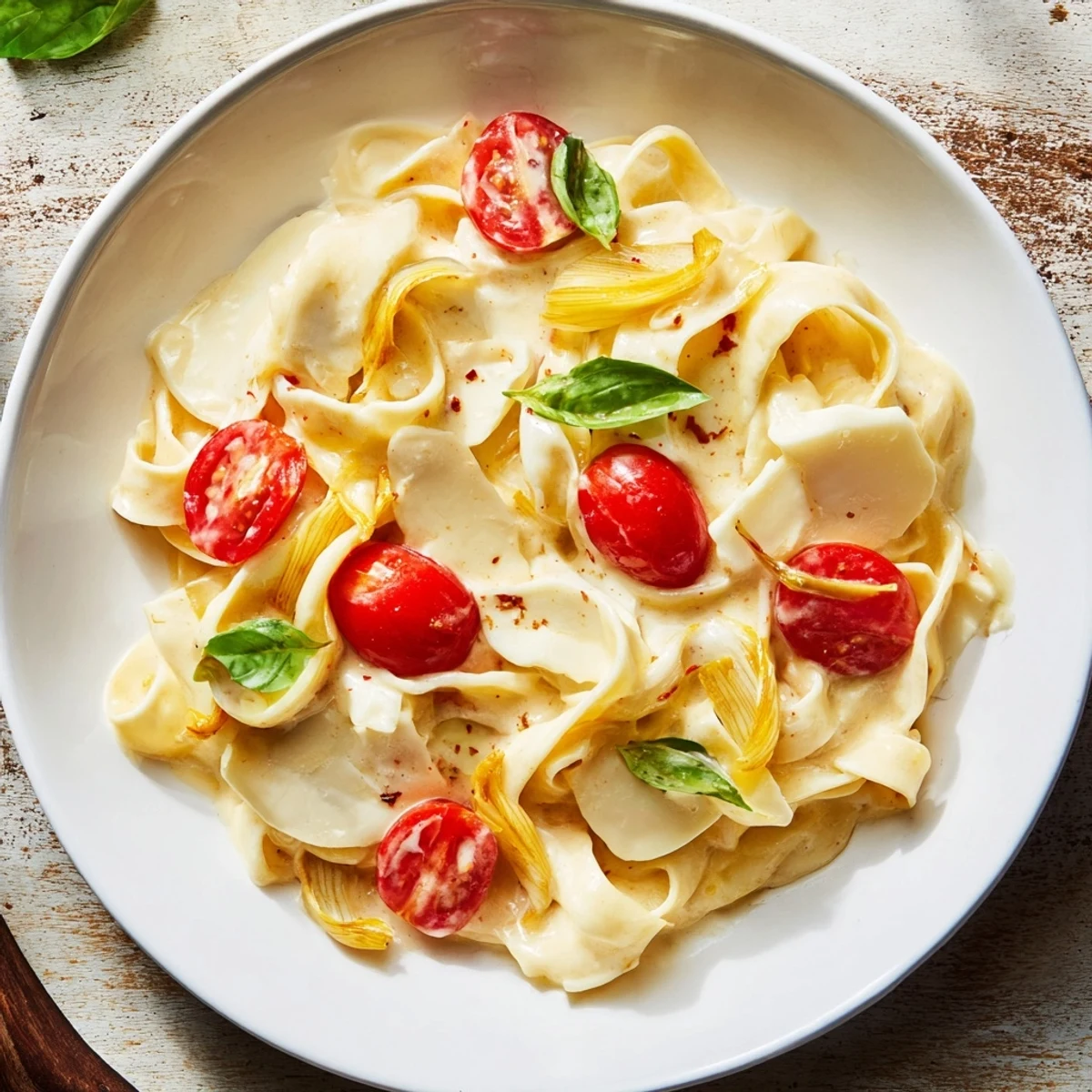 Creamy Baked Brie Pasta Sauce, with melted brie and roasted tomatoes, ready to serve and enjoy.