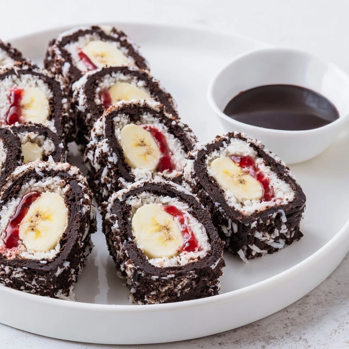 Homemade Oreo Cookie Sushi Rolls, beautifully presented with sprinkles, ideal for parties.