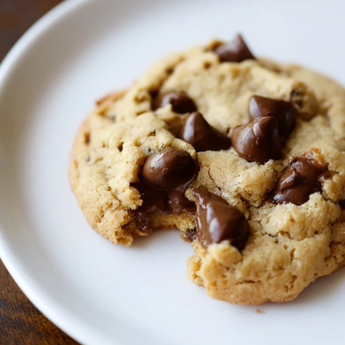Air-Fryer Chocolate Chip Cookies, warm and golden, perfect for a quick & easy dessert.