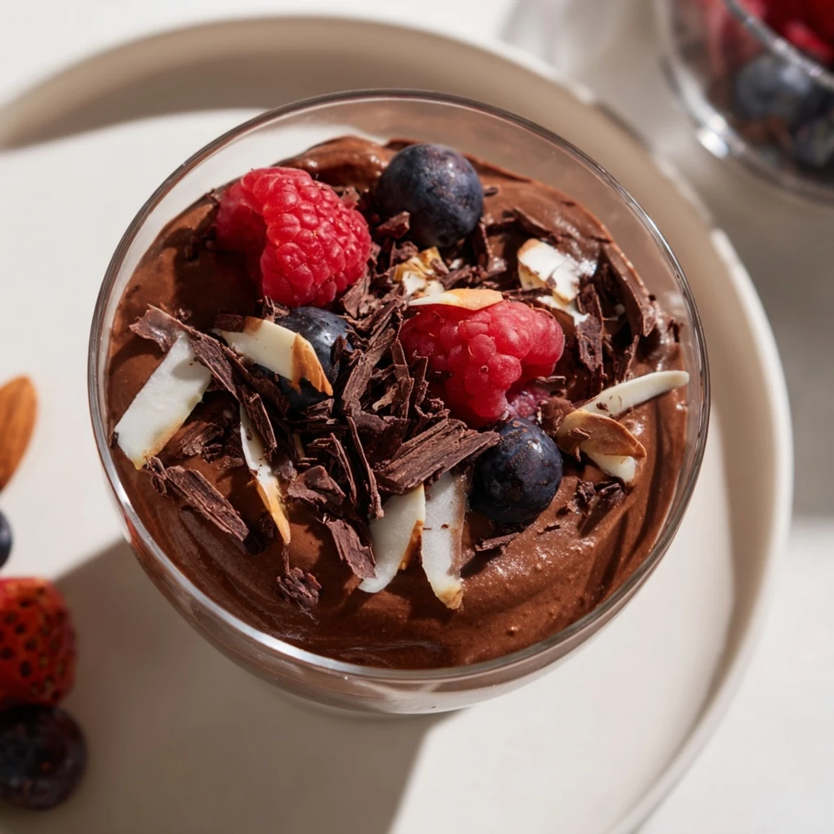 Creamy Chocolate Avocado Mousse, a vegan dessert offering a rich, chocolate flavor and smooth texture.