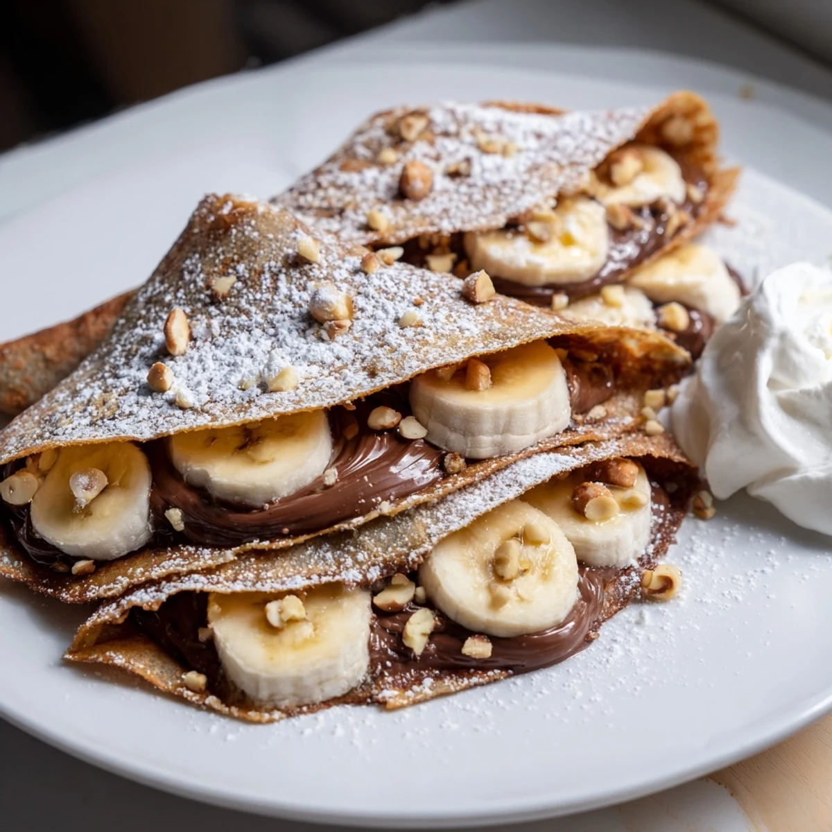 Melted Nutella and banana slices filling a folded Banana Nutella Wrap, a perfect sweet treat.