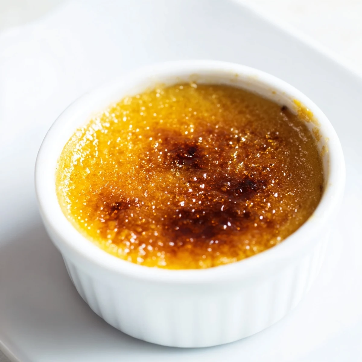 Golden, crackly 3-Ingredient Crème Brûlée, a rich dessert with a smooth, vanilla-infused custard center.