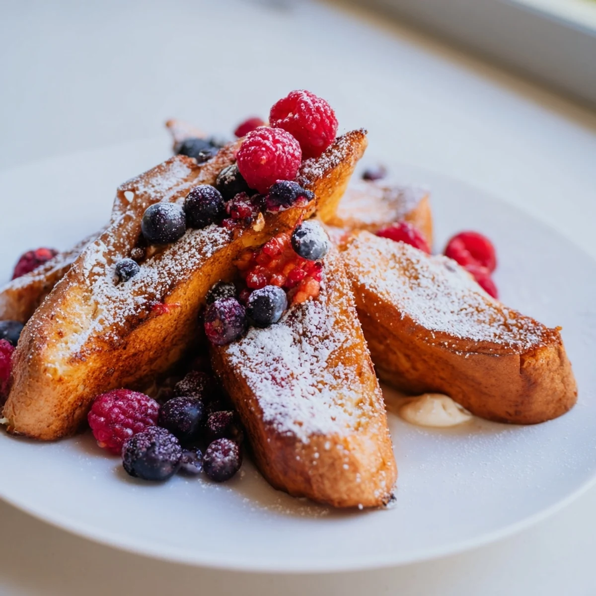 Fluffy and rich Ice Cream French Toast, the perfect decadent brunch treat, served warm.