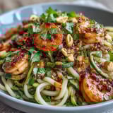 Crunchy peanuts and fresh cilantro garnish this easy 30-minute Asian Noodle Bowl, ready to serve.