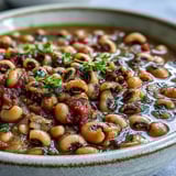 Fork-tender Frozen Black-Eyed Peas simmered in a savory, smoky broth, garnished with fresh parsley for a classic Southern side.