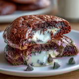 Decadent brownie mix cookies filled with smooth cream cheese, perfect for chocolate lovers craving a sweet indulgence.