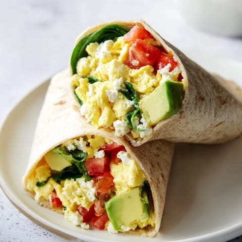 Golden-yellow feta egg wrap, filled with creamy feta and vibrant vegetables, perfect for a quick breakfast.