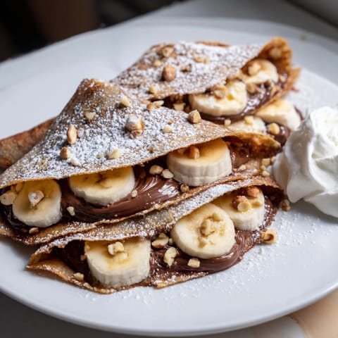 Melted Nutella and banana slices filling a folded Banana Nutella Wrap, a perfect sweet treat.