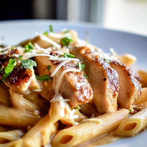 This flavorful pasta dish features tender sliced chicken nestled in a rich, glossy honey chipotle sauce.  