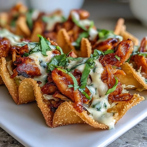 Crispy Chicken Wonton Tacos ready to serve, garnished with fresh cilantro and lime wedges for a bright squeeze.