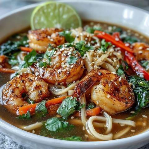 Asian Noodle Bowl Shrimp Scallops