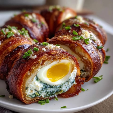 Golden Easter Savory Pie with Hard-Boiled Eggs and Ham, flaky pastry filled with creamy ricotta, spinach, and savory ham, baked to perfection.