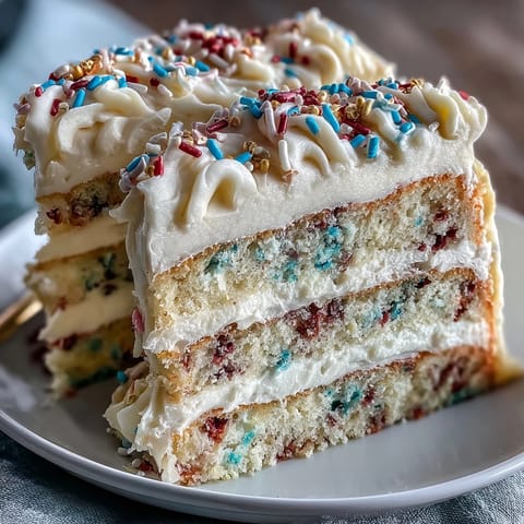 Class of 2026 Confetti Cake bursting with rainbow sprinkles and creamy champagne buttercream.