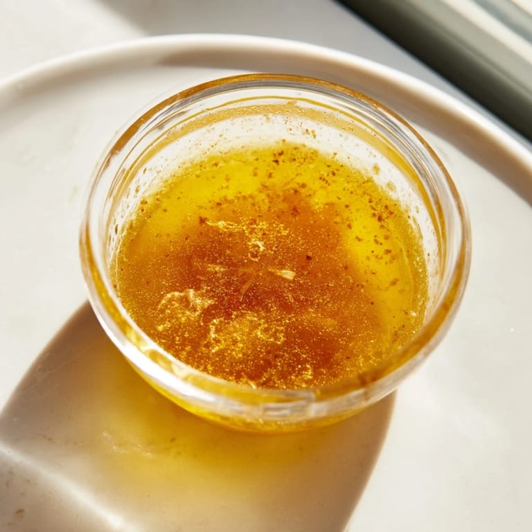 A bright jar of Simple Honey Vinaigrette, showcasing a perfect drizzle over fresh mixed greens for lunch.