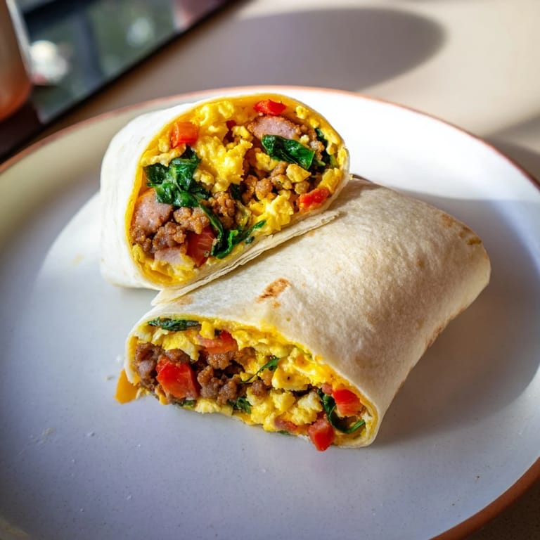 A close-up shot of Make-Ahead Breakfast Burritos, perfectly rolled and ready to satisfy your morning hunger.