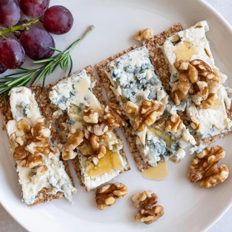 The Blue Ridge Mountains cheese board: featuring blue cheeses arranged like majestic peaks, drizzled with honey.