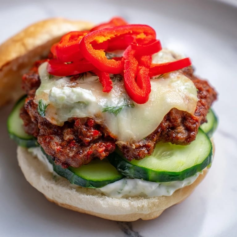 Served on a toasted bun, this Fire & Ice Burger is a delicious blend of heat and refreshing elements.