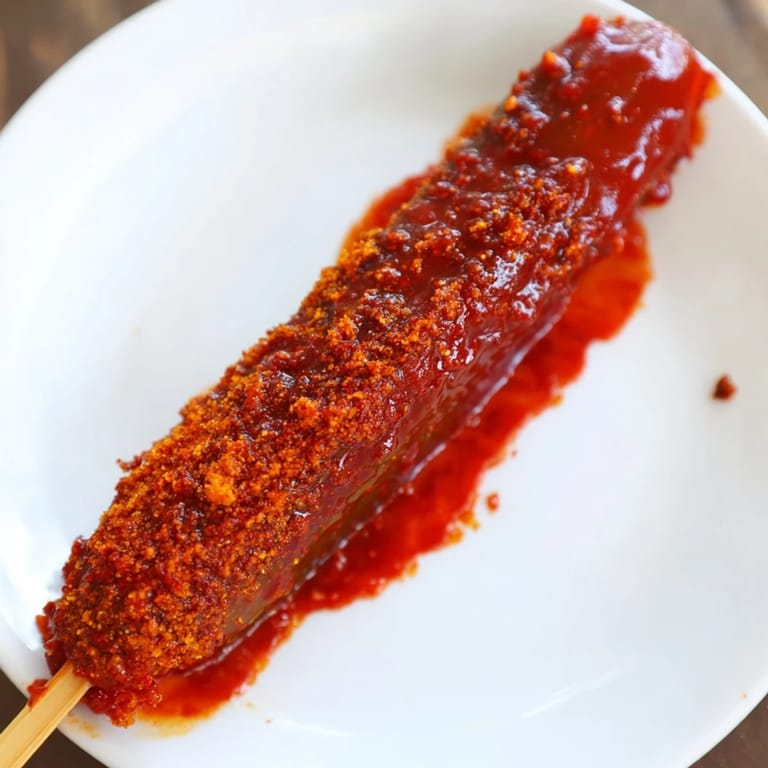 Refreshing Chamoy-Tajín pickle sticks, a delightful Mexican inspired snack; pickles coated in chamoy and Tajín.