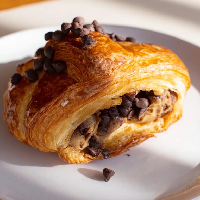 Delicious, sweet chocolate cookie croissants, baked until golden brown and ready to savor slowly.