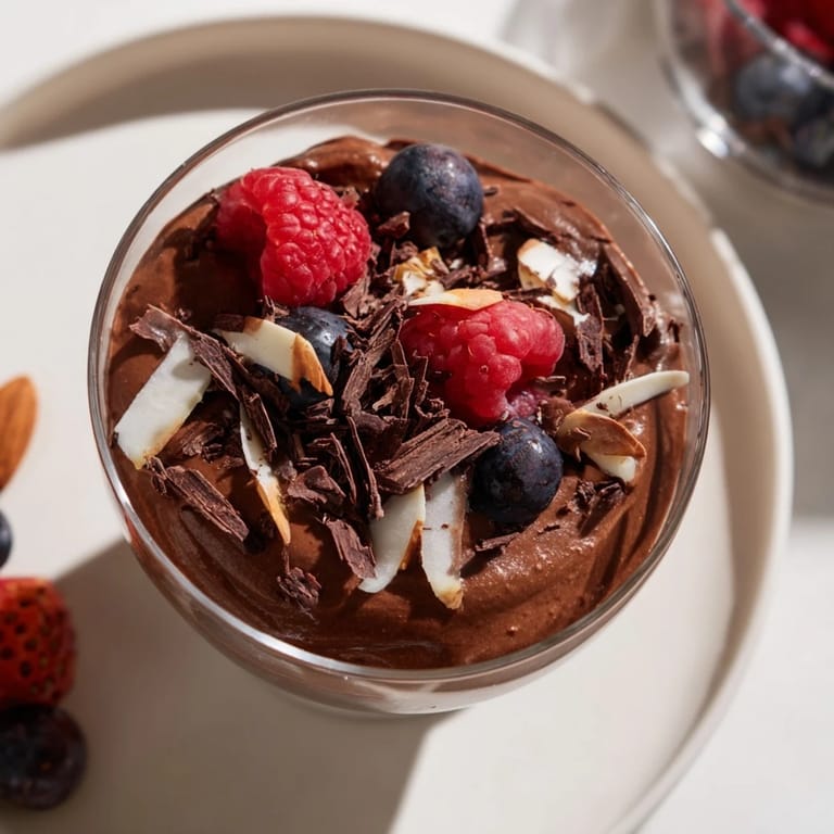 Creamy Chocolate Avocado Mousse, a vegan dessert offering a rich, chocolate flavor and smooth texture.