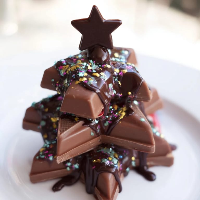 These festive Chocolate Kinder Christmas Trees feature stacked Kinder bars, ready for a fun holiday treat the whole family will love.