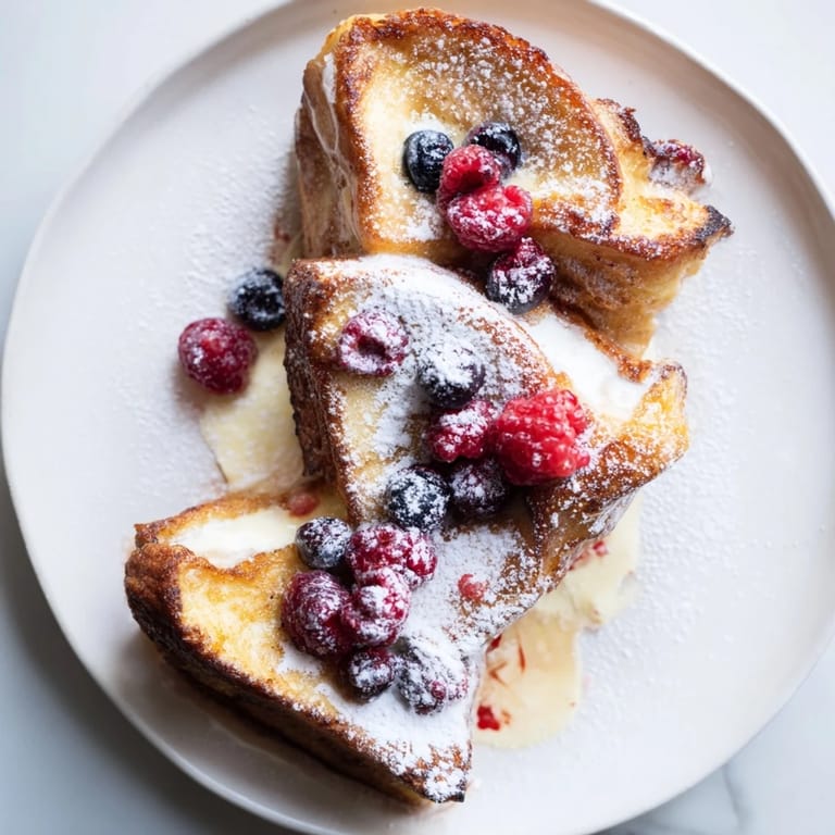 Melted vanilla ice cream creating delicious, custardy Ice Cream French Toast slices to enjoy.