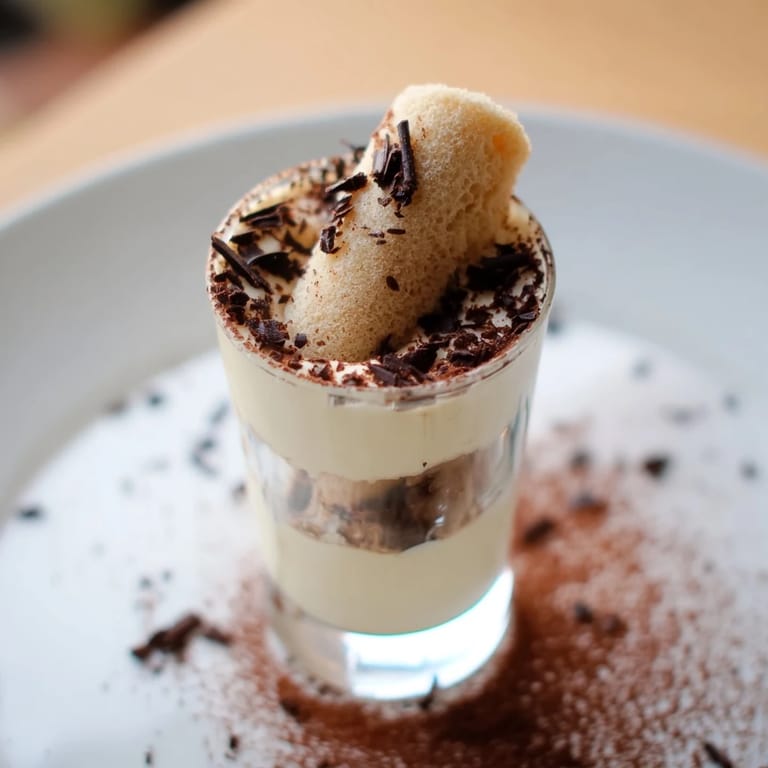 Each layered Deconstructed Tiramisu Shot showcases espresso-soaked biscuits topped with creamy mascarpone.