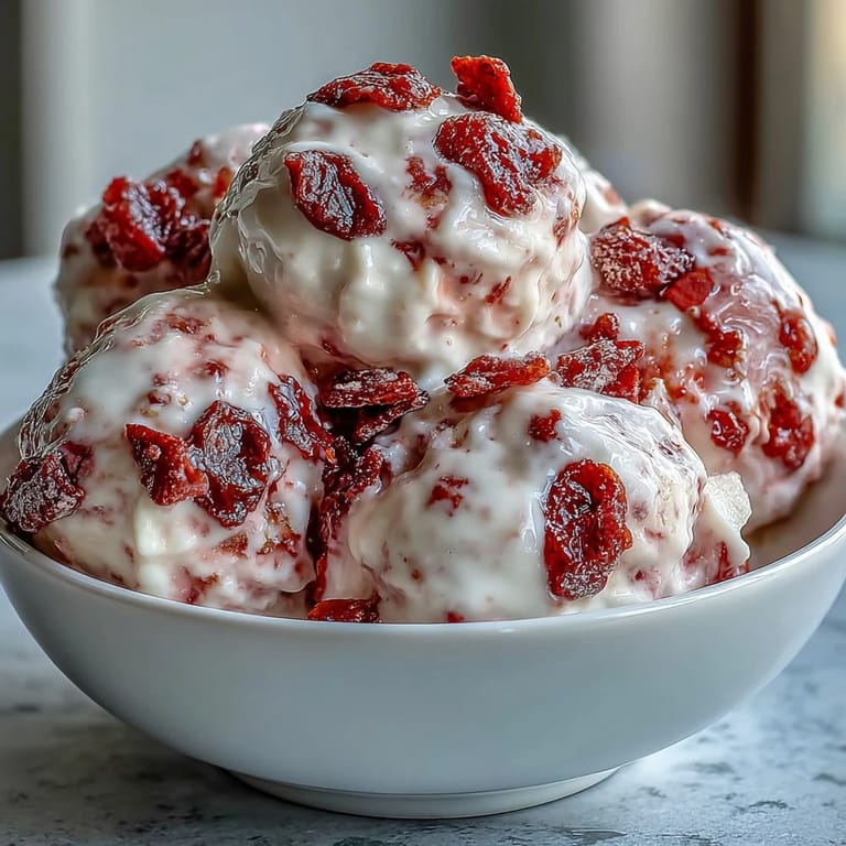 A serving plate features Strawberry & Banana Yoghurt Clusters, perfect for a healthy dessert. The frozen treats look crunchy and are topped with extra freeze-dried strawberries and banana pieces.