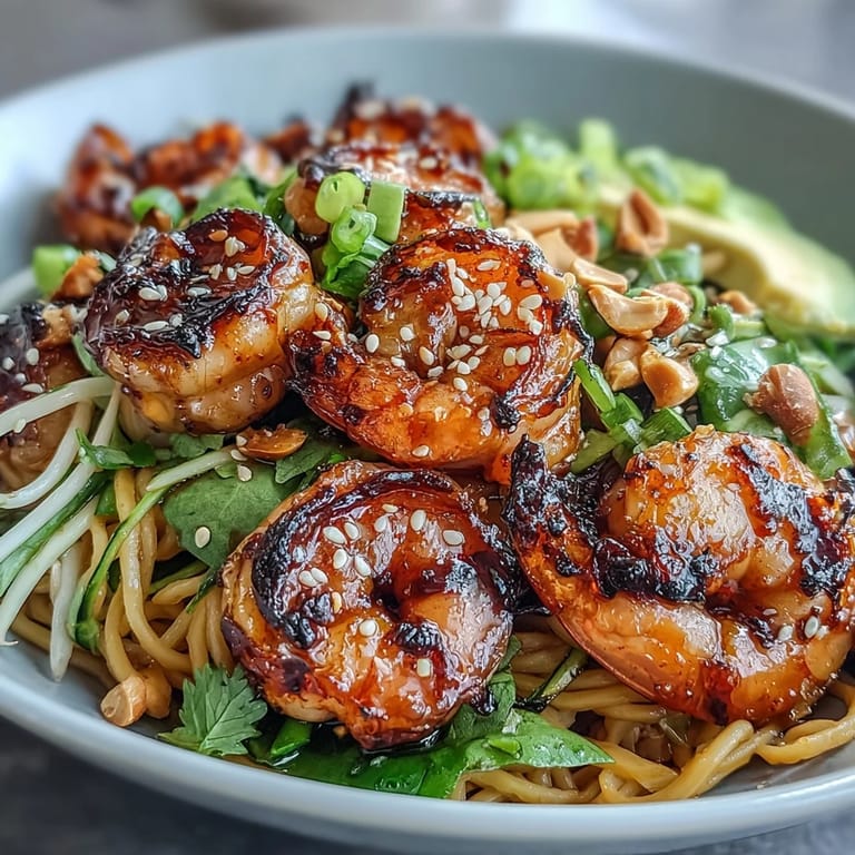 Serve this Asian-inspired Grilled Shrimp Asian Noodle Bowl with lime wedges for bright acidity and a colorful, healthy dinner.