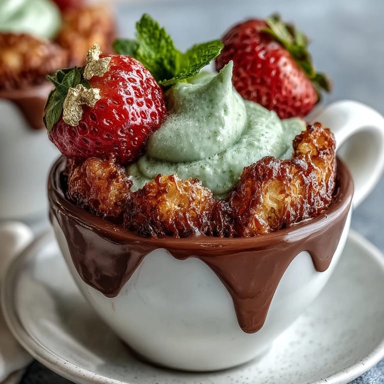 Elegant Dubai Chocolate Strawberry Cups feature buttery kataifi pastry, luscious pistachio cream, and glossy chocolate base, garnished with strawberries and chopped pistachios.