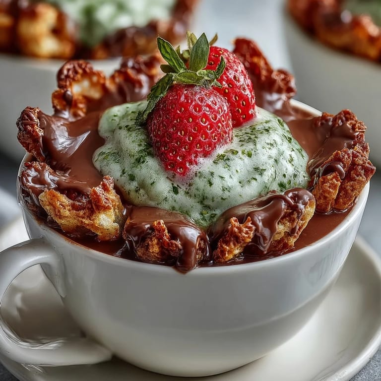 Luxurious Dubai Chocolate Strawberry Cups with Kataifi and Pistachio Cream: crispy pastry nests layered with dark chocolate, rose-scented pistachio cream, and ripe strawberries.