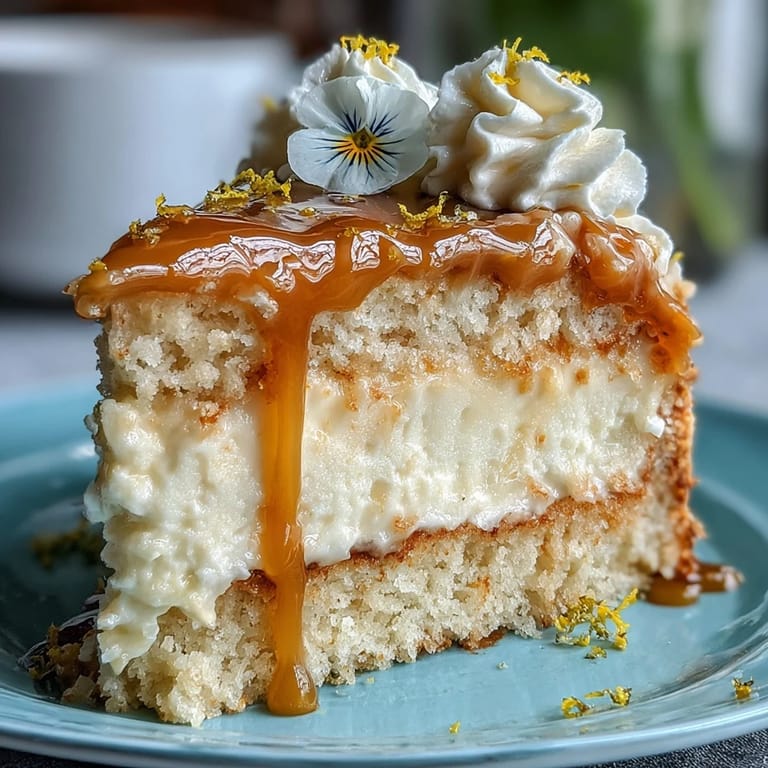 Delicate Mother's Day Lemon Curd Layer Cake glistening with bright, zesty filling.