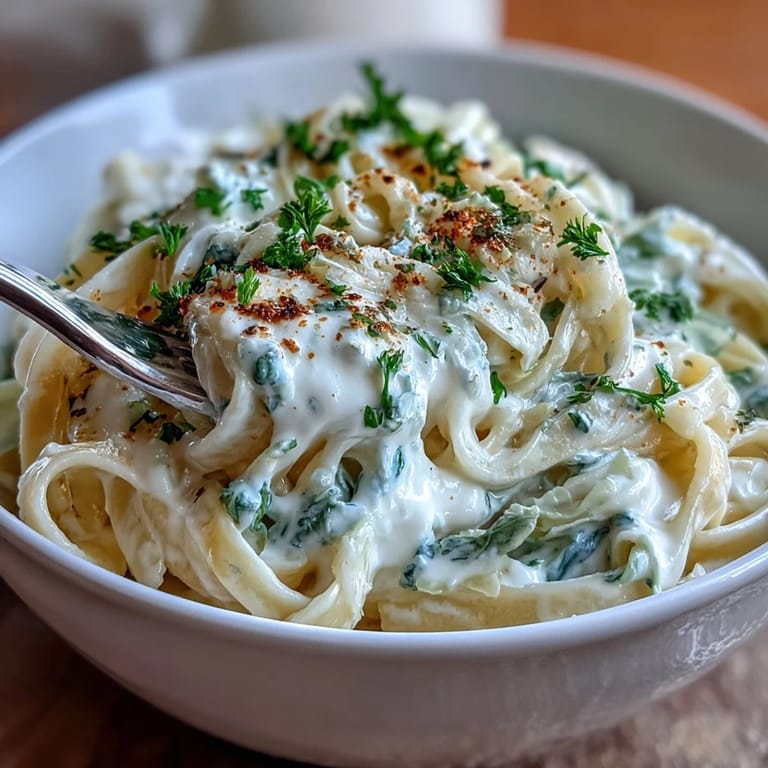 Enjoy this comforting Cabbage Alfredo, a rich dairy sauce clinging to al dente noodles.