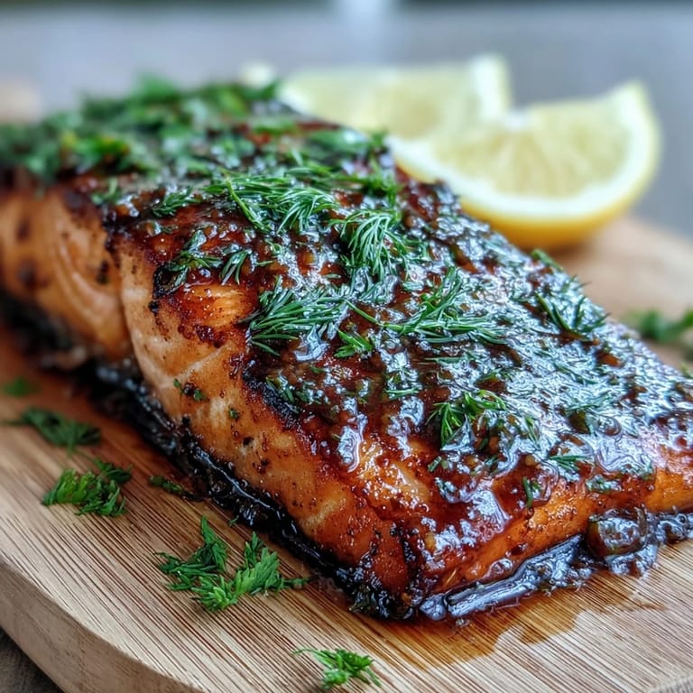 Juicy salmon fillet, beautifully glazed with maple Dijon, ready to be served family-style.