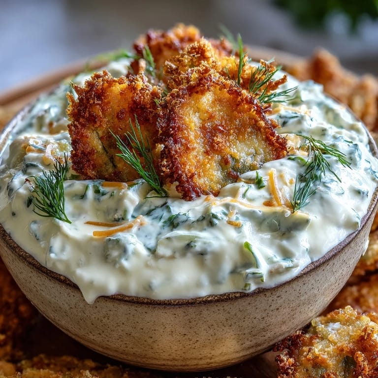 Savory Fried Pickle Dip served warm, perfect with crackers for game day appetizers.