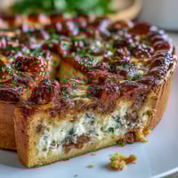 Savory Italian Easter pie with ricotta and salami in a golden, flaky pastry crust.