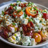 Creamy Corn Salad with Jalapeño in a bowl, topped with fresh cilantro and diced red onion.