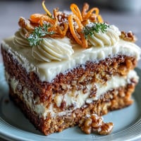 Moist Easter Carrot Cake with tangy cream cheese frosting and delicate candied curls.